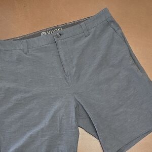 VUORI mens Flatfront Charcoal 8" Shorts Zipper Pockets